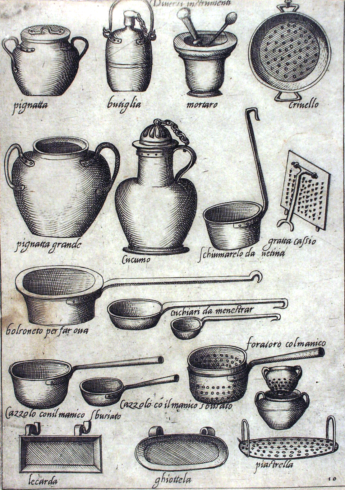 Verschiedene Renaissance-Küchenwerkzeuge