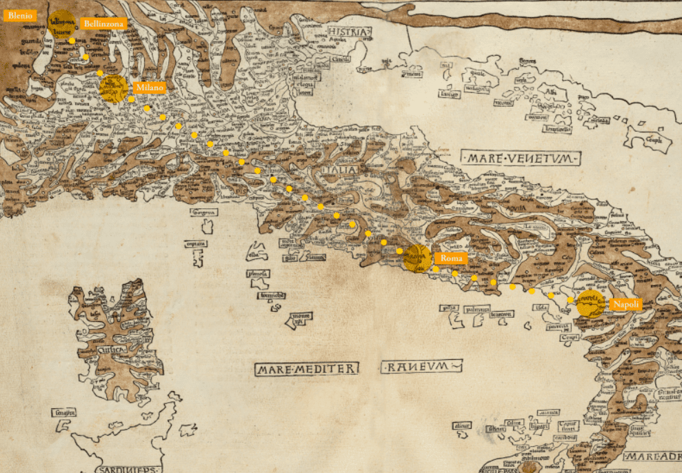 Mappa del viaggio di Maestro Martino